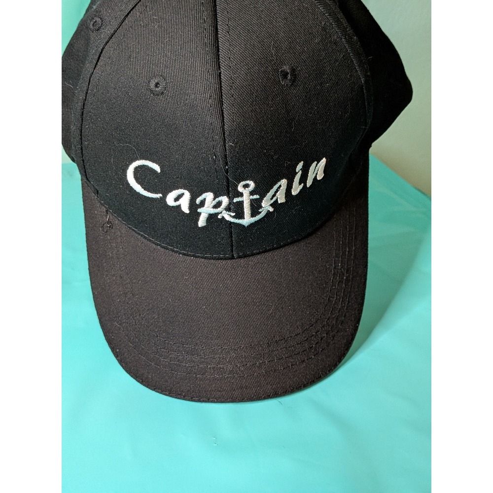 Captain Anchor Embroidered Black Baseball Cap Adjustable Nautical Sailing Hat